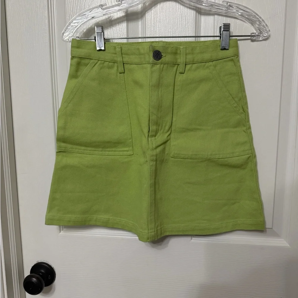 Lucy & Yak Green Blair‎ Sour Green Apple Organic Cotton Denim Mini Skirt US 4